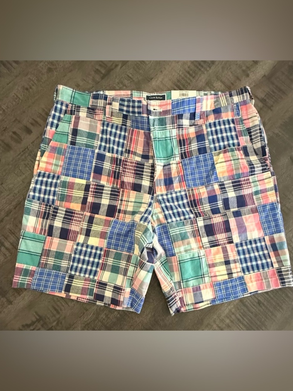 Club Room Patchwork Plaid Shorts in Blue, Green, Pink